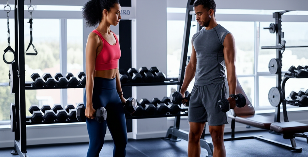 Personal trainer with client